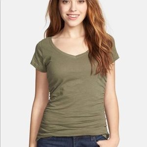 Caslon Shirred V-Neck Tee
